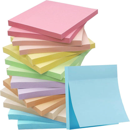 HQCME 16 Pack Sticky Notes 3x3 in Post, Pastel Colors Sticky Note Pads, Recyclable, Sticky Notes Bulk Easy to Post for Home, Office, Notebook