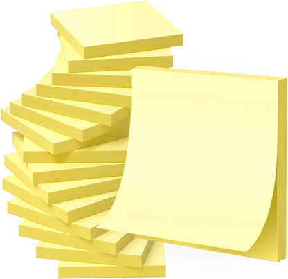 (24 Pads) Sticky Notes 3 x 3in,2400 pcs Yellow Self-Stick Notes,100 Sheets/Pad Post Pads,Clean Removal,Super Sticky Pads Easy to Post Recyclable for Office,Shool,Home,Notebook,Meeting