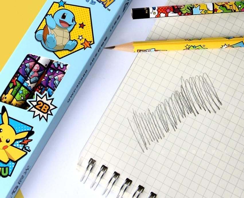 Pikachu Pencils with Eraser, 2B Triangular Pencils 12 Count (Blue)