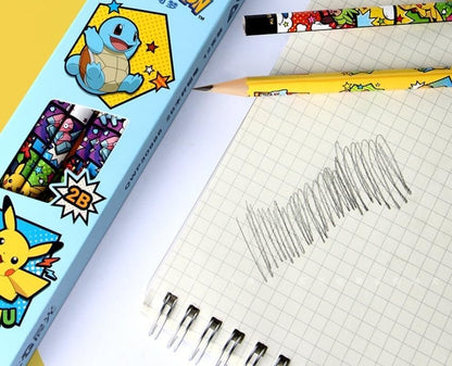 Pikachu Pencils with Eraser, 2B Triangular Pencils 12 Count (Blue)