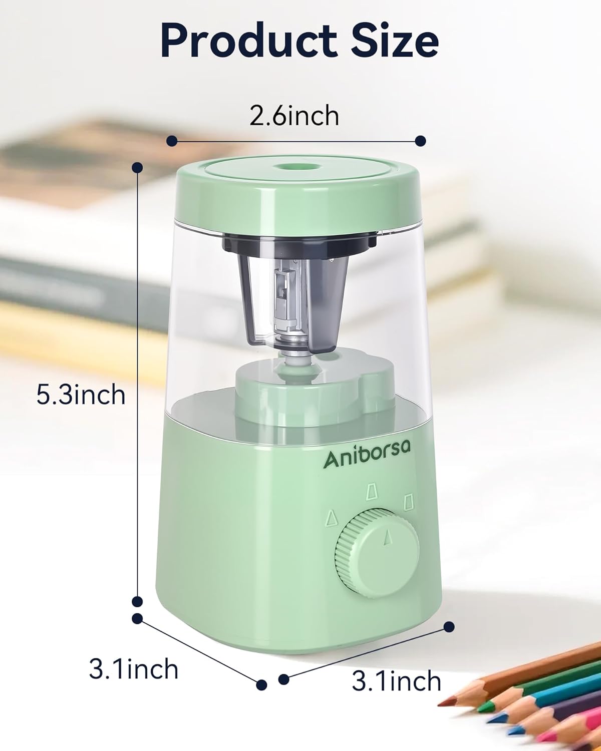 Electric Pencil Sharpener, Helical Blade Automatic Pencil Sharpener, Battery/USB Cord Operated Adjustable Sharpness for 6-8 mm Pencil, Classroom, School, Office, Home, Black
