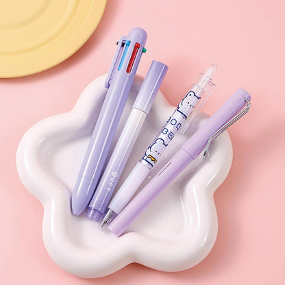 7 Pcs Cute Blue Stationery Set Kawaii School Supplies Office Supplies Including Ballpoint Pens Pencil Sharpener Highlighter Correction Tape Ruler Utility Knife (Blue)