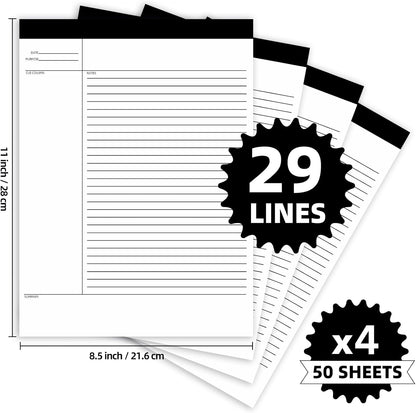 6 Pack Legal Pads 8.5" x 11" Note Pads with Date on Top, 50 Sheets Lined Paper Writing Pads, Narrow Ruled White Notepad Notebook for Office Business School College Supplies