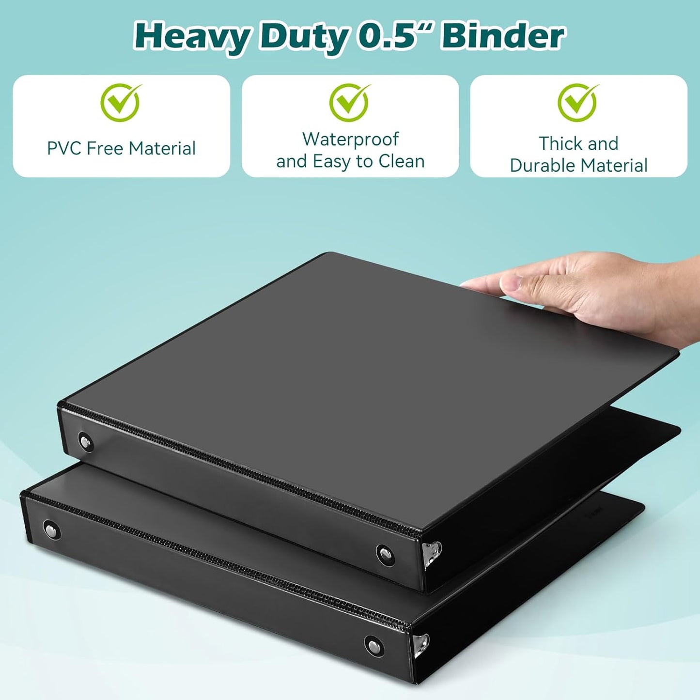 Heture 3 Ring Binder 1 Inch 12 Pack, 1" Clear View with Round Rings, PVC-Free,Holds for 200 Sheets 8.5“ x 11" US Letter Size Paper, Durable White Binders Perfect for Office,School and Home