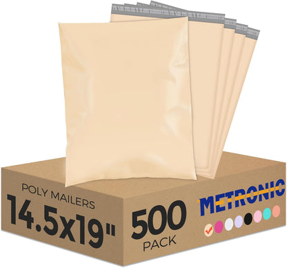 Metronic White Poly Mailers 14.5x19 100 Pack, Large Shipping bags Self-Seal Shipping Envelopes , Packaging Envelope for Small Business, Boutique, Clothing
