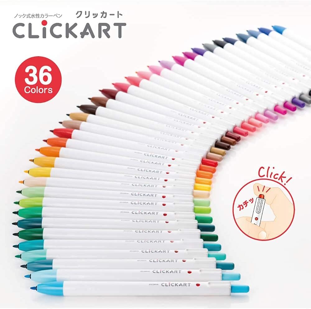 Zebra WYSS22-36C-N Clickart Water-Based Markers, 36 Colors, Case Included