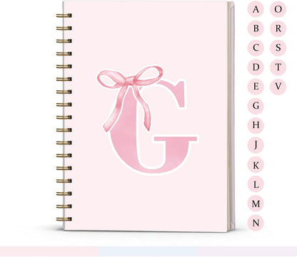 Blue Bow Journal Notebook for Girls,Initial H Journals Personalized Diary Gifts for Teen Girl Kids,Monogrammed Gifts for Women,Trendy Coquette Cute Hardcover Spiral Notebook 5.5 x 8.3 - Colors A
