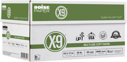 Boise X-9 Multi-Use Printer & Copy Paper, 5 Reams, White, Ledger (11in x 17in), 2500 Sheets Per Case, 20 Lb, 92 Brightness
