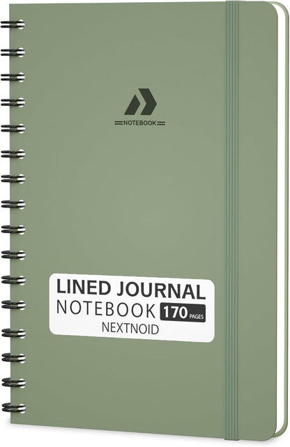 Nextnoid Lined Spiral Notebook Journal For Women & Men - A5(5.8" x 8.3") 170 Pages, Hardcover Notebooks for Work & Note Taking, College Ruled Journals for Writing - Grey