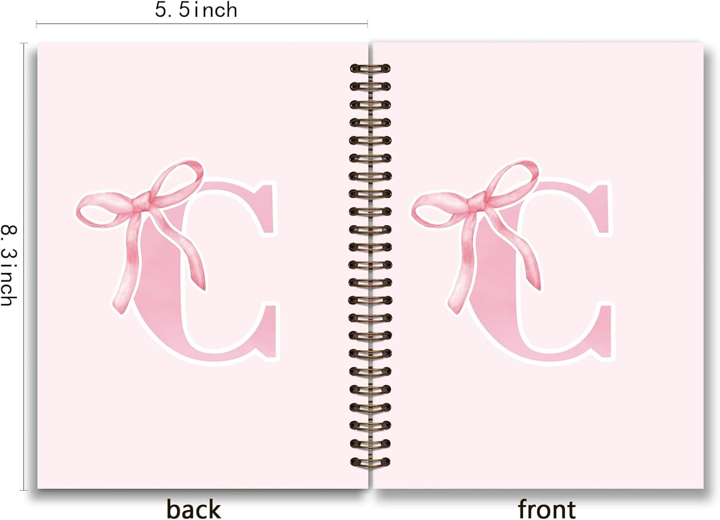 Blue Bow Journal Notebook for Girls,Initial H Journals Personalized Diary Gifts for Teen Girl Kids,Monogrammed Gifts for Women,Trendy Coquette Cute Hardcover Spiral Notebook 5.5 x 8.3 - Colors B