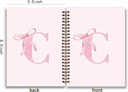 Blue Bow Journal Notebook for Girls,Initial H Journals Personalized Diary Gifts for Teen Girl Kids,Monogrammed Gifts for Women,Trendy Coquette Cute Hardcover Spiral Notebook 5.5 x 8.3 - Colors B