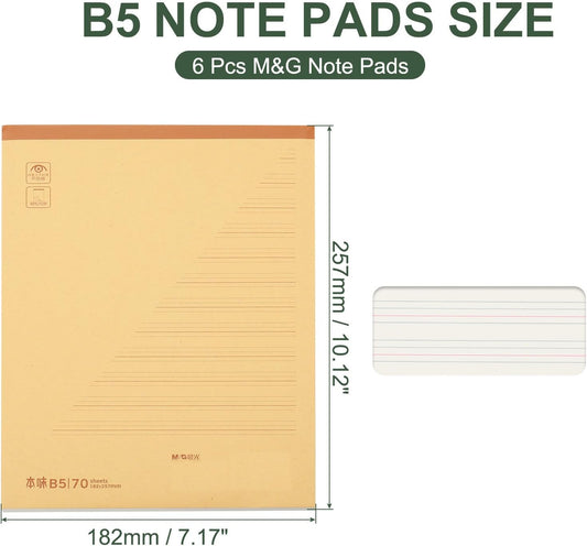 M&G 7x10 Note Pads, 6 Pack B5 Legal Pads 70 Sheets Notepads Writing Pad College Ruled Lined Memo Paper Tablet for Work Writing Note Taking
