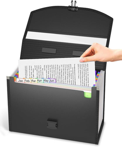 TOPCJ 25 Pockets Accordion File Organizer with Handle,Expanding File Folders for Documents, A4/Letter Size Paper,a-z Tabs,Perfect Expandable Accordian Filing Folders with Visible Window