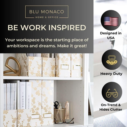 BLU MONACO | Cardboard Magazine File Holder Set of 4 | Vertical Magazine File Holder for Desk and Shelves | Standing File Holder for Classroom School Paper Storage
