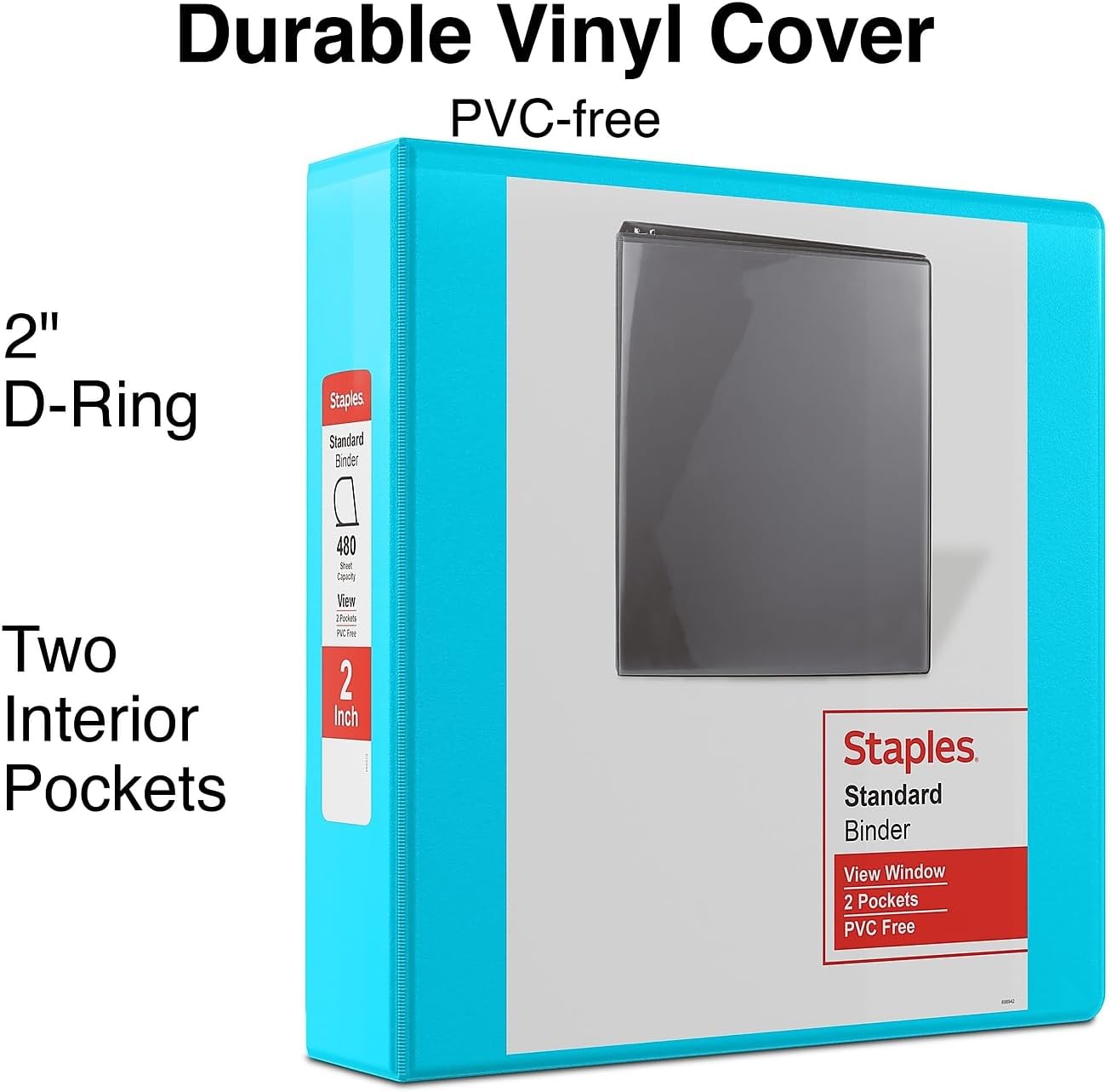 Staples Standard 2-Inch 3-Ring View Binder, Holds Up to 450 Sheets, Orange, Durable Binder for Office & School