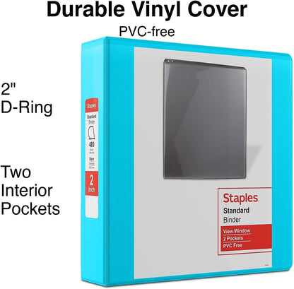 Staples Standard 2-Inch 3-Ring View Binder, Holds Up to 450 Sheets, Orange, Durable Binder for Office & School