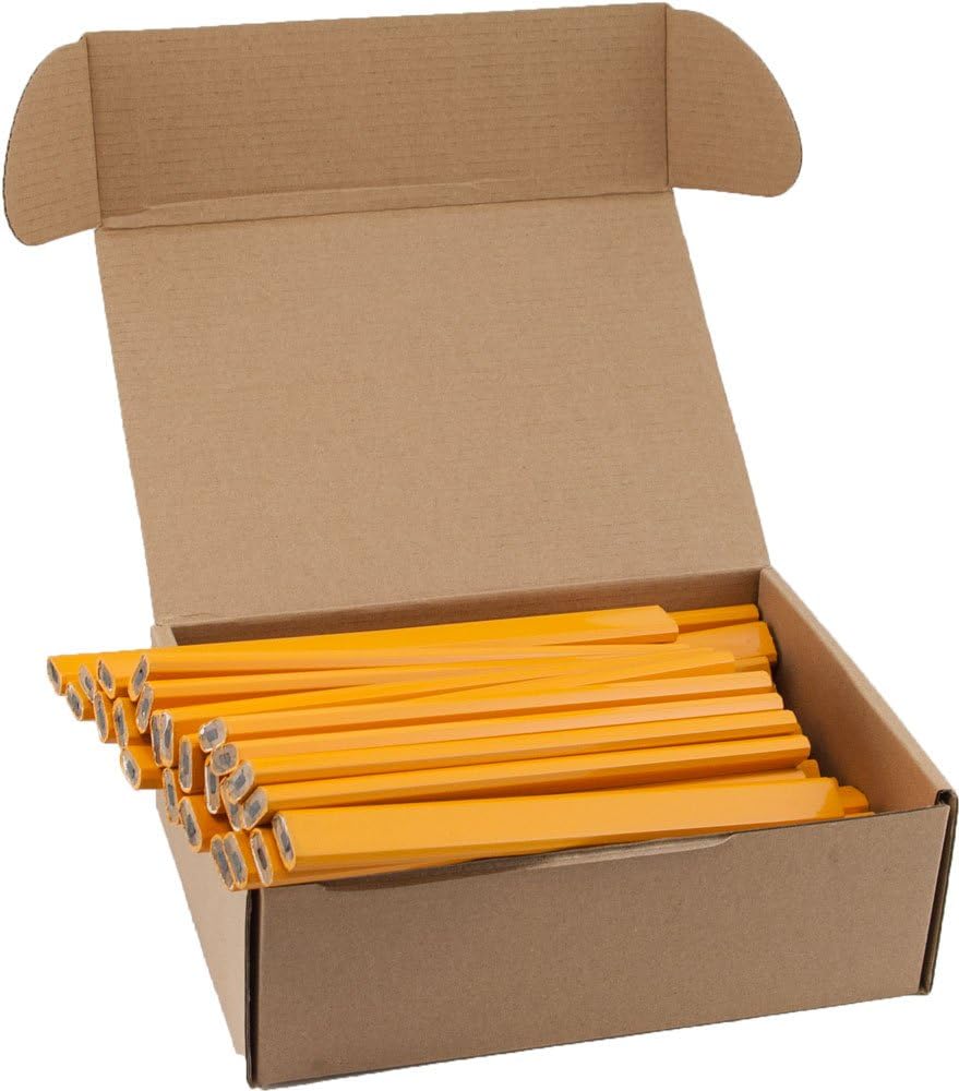 GRAPHITE Hard Lead Carpenter Pencils Bulk - (1) Pack of 12 Pieces Lumber Wooden Pencil #2 (HB) - Red
