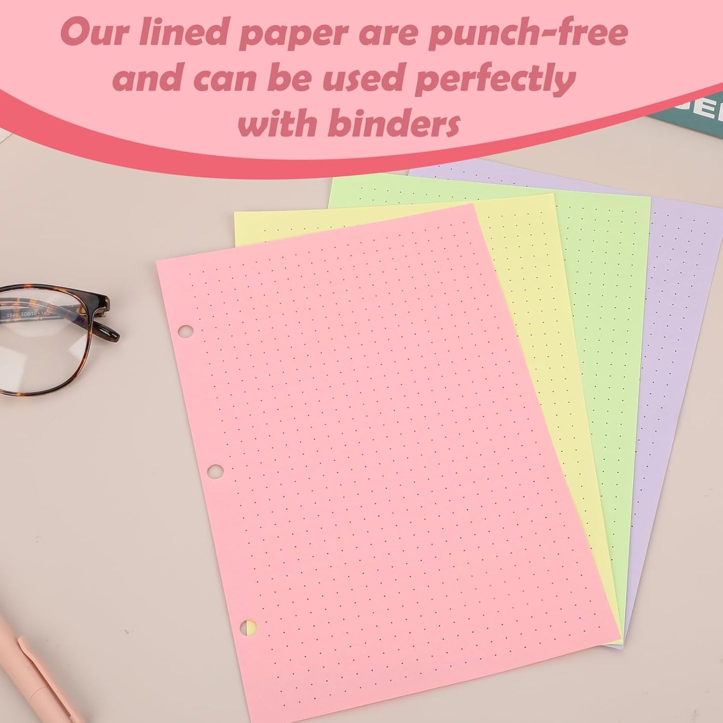 100 sheet Half Letter Graph Paper Refill 3 Hole Punch 5-1/2 x 8-1/2 College Ruled Grid Paper Pad Math Graph Paper Pad Colored Mini Binder Paper Planner Inserts Fits 3 Ring Binders For Office