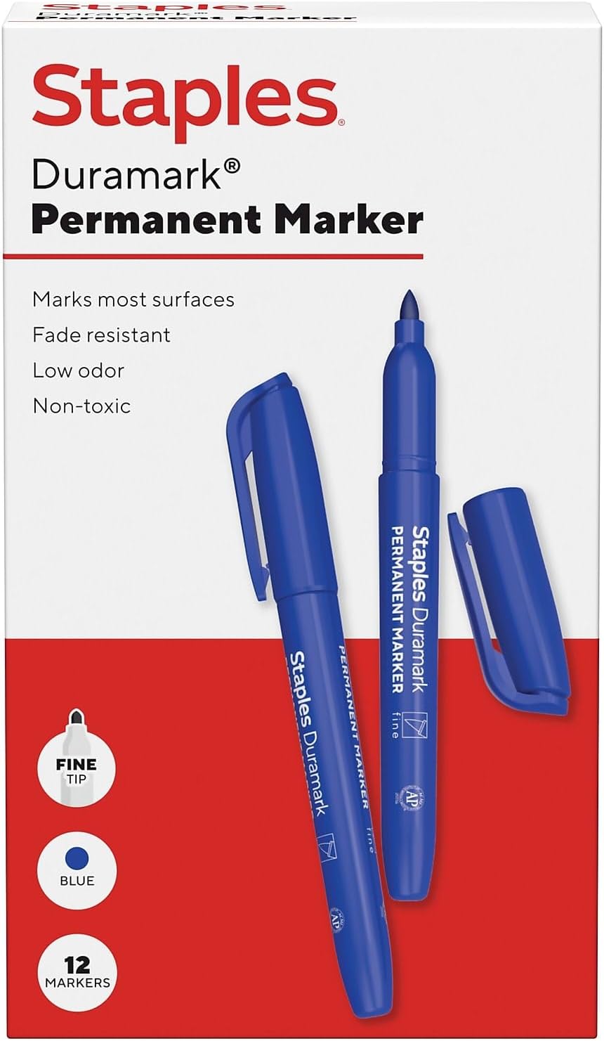 STAPLES Permanent Markers, Ultra Fine Tip, Black, 12 Pack – Duramark Precision Markers for Writing, Drawing & Labeling