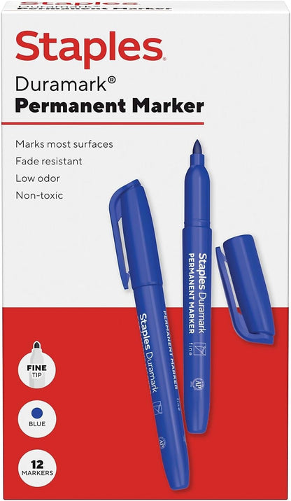 STAPLES Permanent Markers, Ultra Fine Tip, Black, 12 Pack – Duramark Precision Markers for Writing, Drawing & Labeling