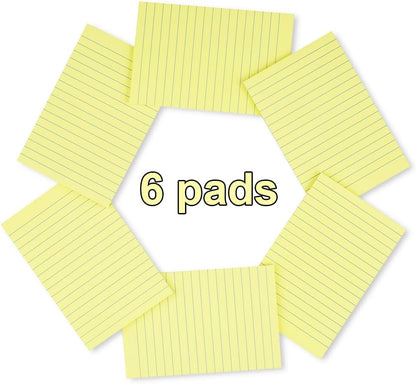 (12 Pack) Lined Sticky Notes 4x6 in,Yellow Large Notepads with Lines,Ruled Stickies Super Sticking Power,Office School Memo Note Pads,Post on Windows Doors,Recyclable,Easy to Write on,Hold Well