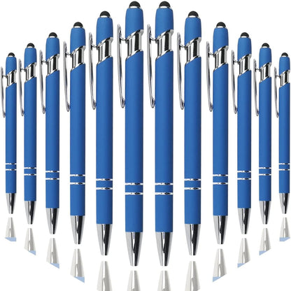 Oddmoal Ballpoint Pen with Stylus Tip, Soft Touch Click Metal Pen, 1.0mm Medium Point, Black Ink, 12 Count(Black)