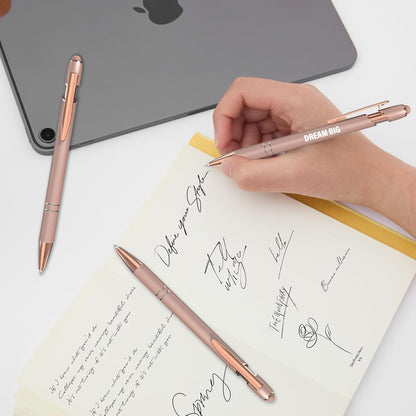 Actsun Funny Pens - 12 Pack Fine Point Smooth Writing Pens with Inspirational Tips, Black Ink, Touch Stylus Screens, Motivational Gift for Office & Desk Accessories