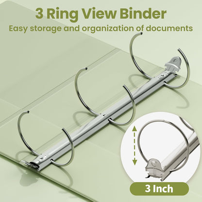 SUNEE 3 Ring Binder 3 Inch 1 Pack, Clear View Binder Three Ring PVC-Free (Fit 8.5x11 Inches) for School or Office Supplies, Pink