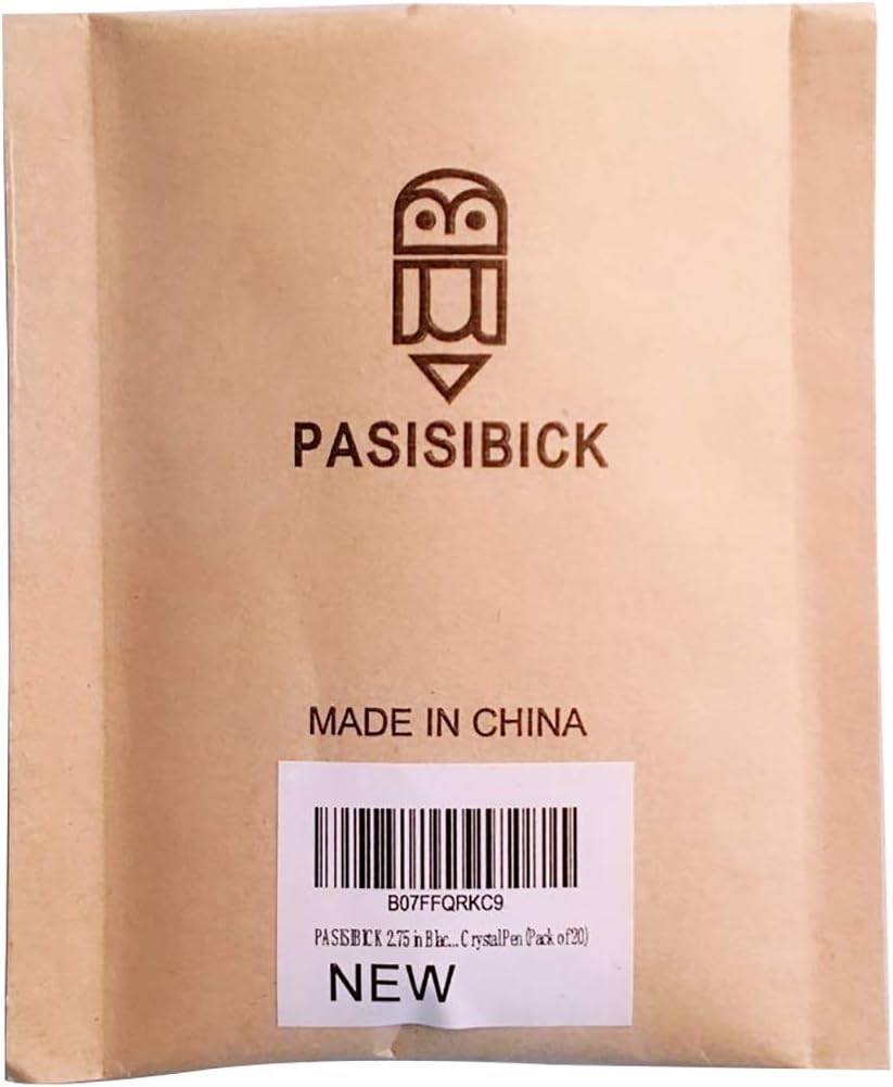 PASISIBICK 2.75'' Black Ink Crystal Pen Refills, Standard D1 Ballpoint Pen Refill (Remove Black Hat), Metal Refills(Pack of 20)