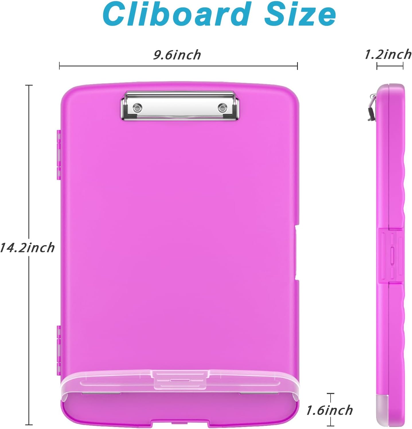 Rimilak Plastic Clipboard with Storage, 8.5 x 11 High Capacity Folio Nursing Case with Pen Holder, Size 14.2 x 9.6 x 1.2″ Folder Side-Opening for Classroom, Teacher, Smooth Writing, Dark Green