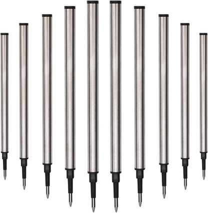 YIVONKA 10 Pieces Replaceable Ballpoint Pen Refills Medium Point Metal Refill Smooth Writing Black or Blue Ink Pen Refills 0.5 mm (10 Black 0.5mm Refills)