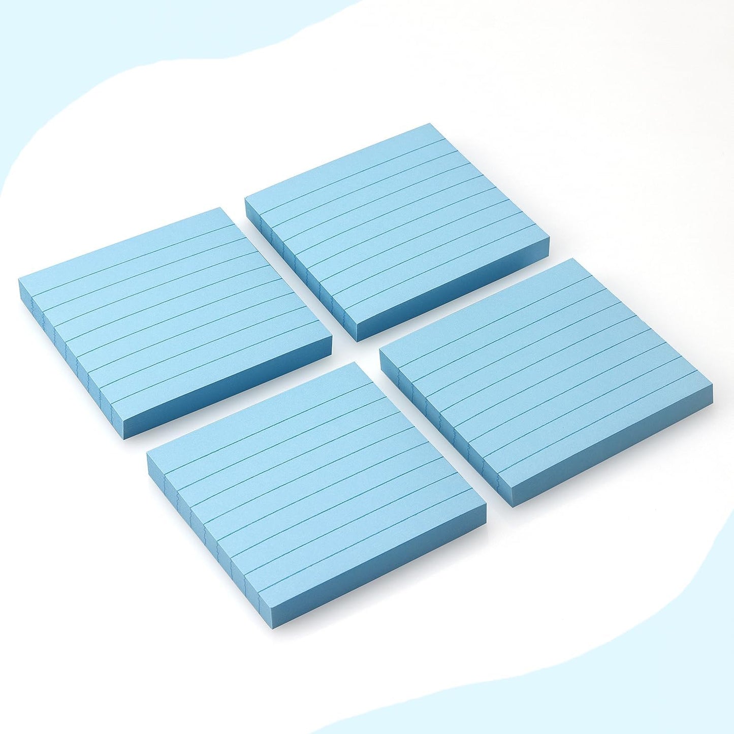 Lined Sticky Notes 3x3 Sticky Notes with Lines Self-Stick Notes Bright Color 4 Pads 90 Sheets/Pad (Pastel)