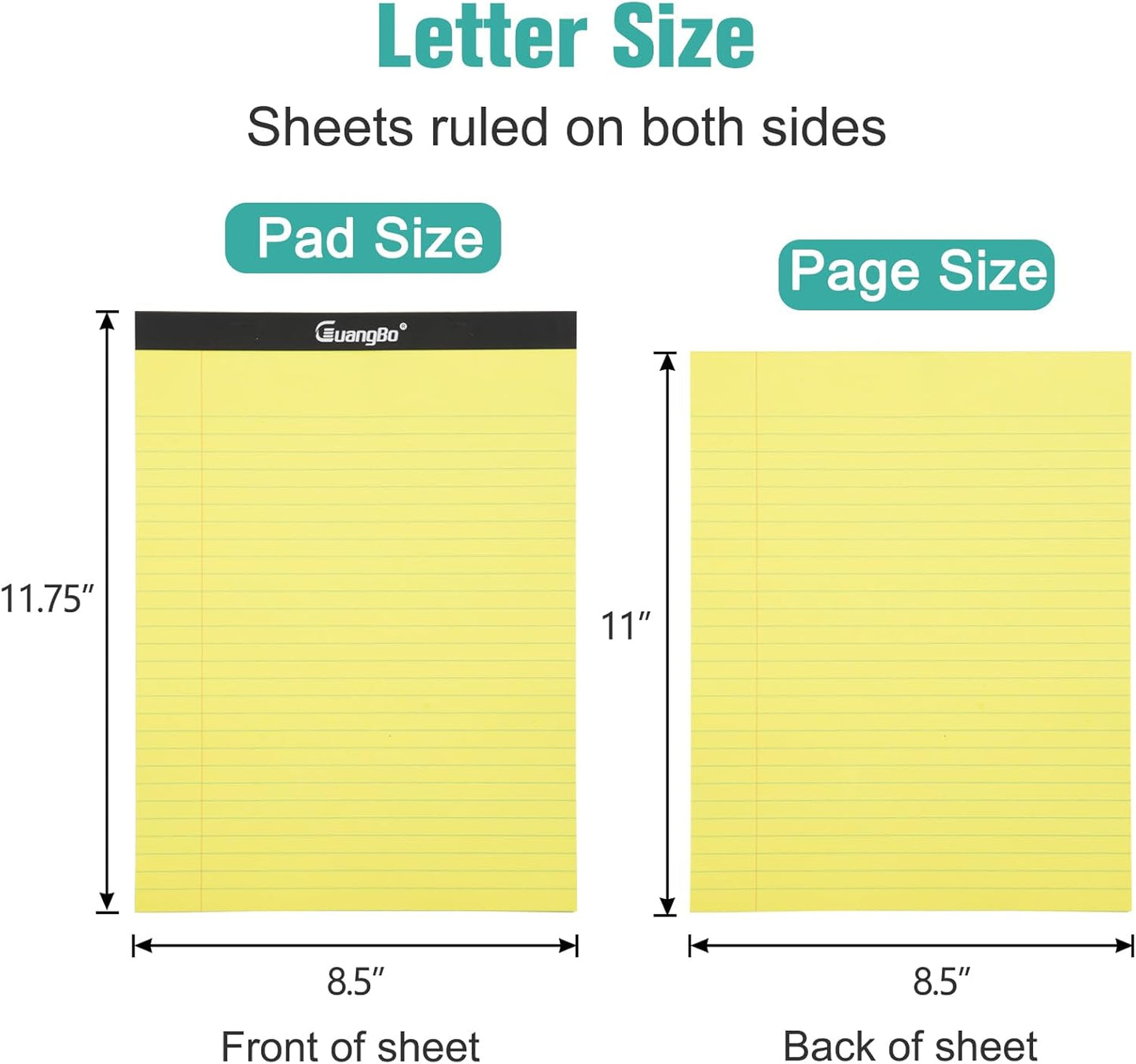 12 Pack White Legal Pads 8.5 x 11 Wide Ruled Note Pad 50 Sheets Notepads Micro Perforated Writing Pad for Work Study Daily Note Taking List