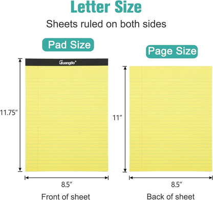 12 Pack White Legal Pads 8.5 x 11 Wide Ruled Note Pad 50 Sheets Notepads Micro Perforated Writing Pad for Work Study Daily Note Taking List