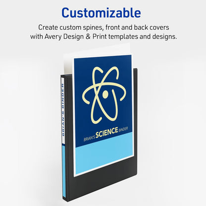 Avery Standard View 3 Ring Binder, 0.5" Round Rings, 100-Sheet Capacity, 0.7 Inch Wide Spine, 1 White Binder, Ideal for Lightweight Organization and Occasional Referencing (05750)