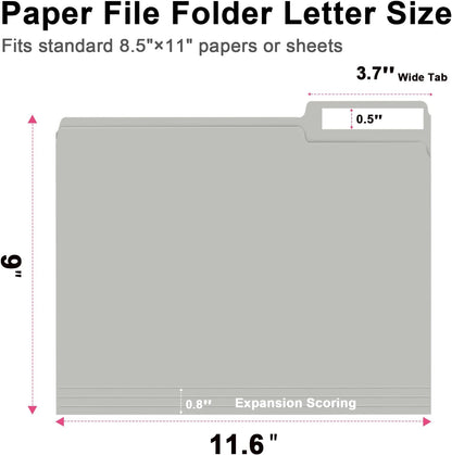 File Folder, RAZCC 150 Pack 1/3 Cut Tab File Folders Letter Size, Manila Folders, Folders with Tab, Great for Organizing and Easy File Storage