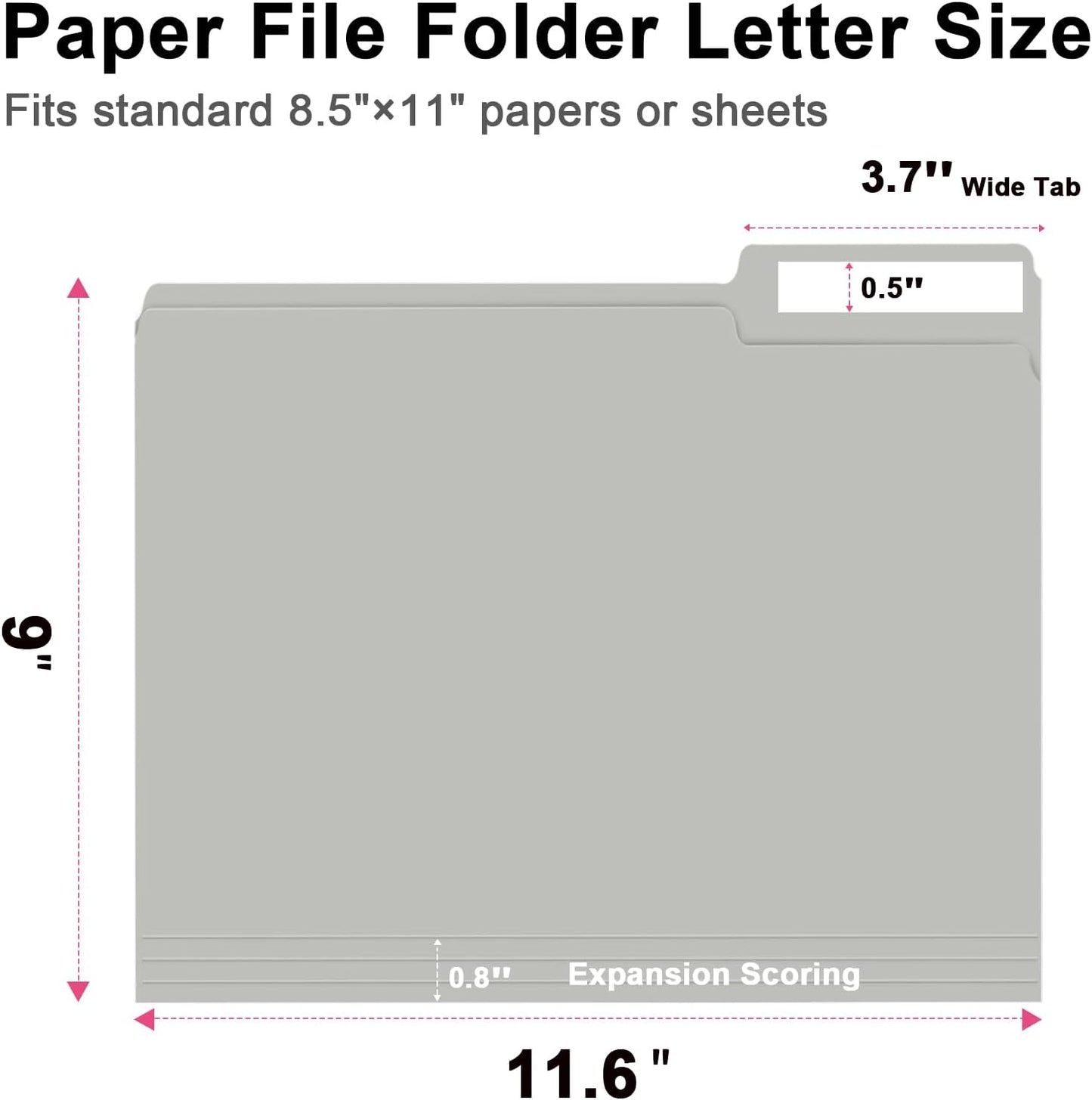 RAZCC File Folders, 100-Pack, 1/3 Cut, Letter Size, Yellow, Great for Organizing and Easy File Storage