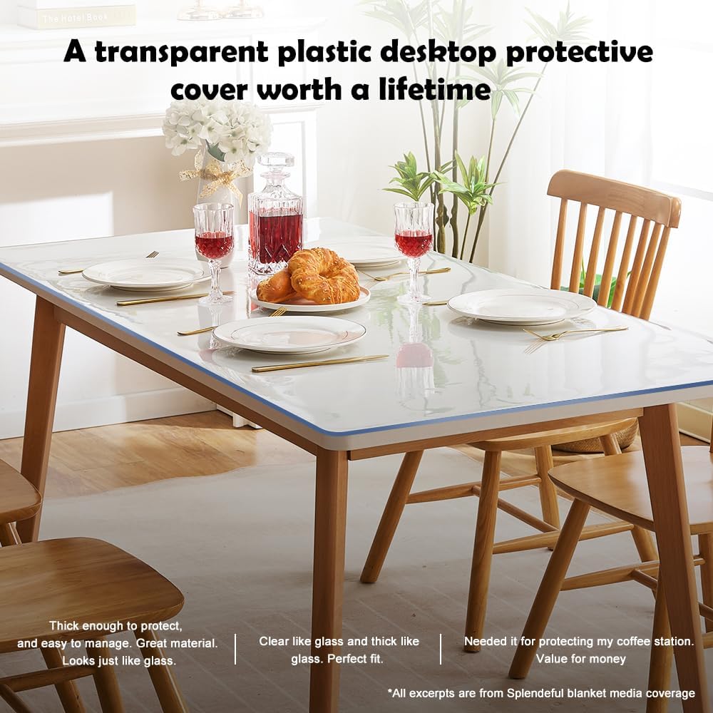 Transparent 14x24 in Small Office Desk Blotter Mat Clear Plastic Table Protector Cover Pad PVC Topper Surface Proection Mat Pad Anti Scratch Table Mat Glass End Table Protector Waterproof Easy Clean - Colors E