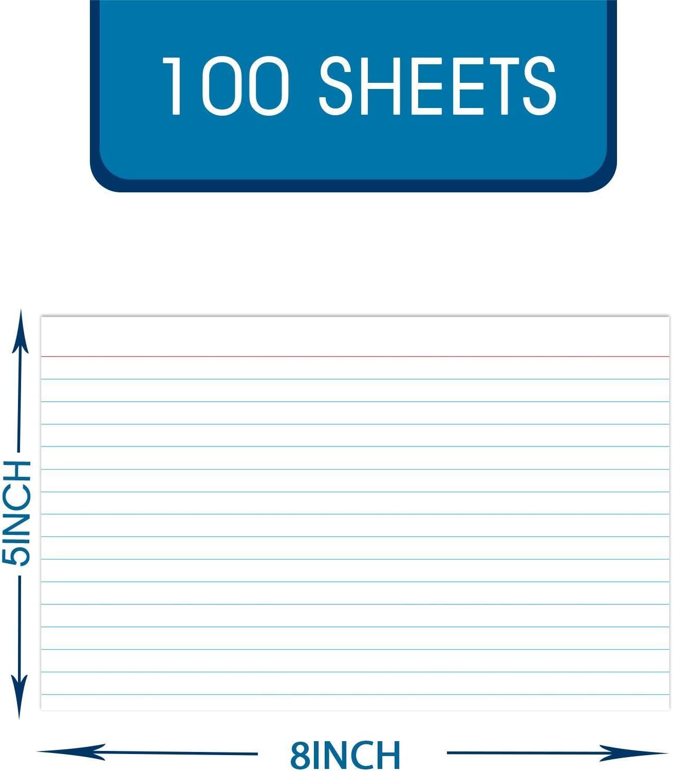 White Index Cards 5x7, Ruled Index Cards, Flash Cards for Studying, File Note Cards, Study Cards, Flash Cards, 100 Pcs Lined Index Flashcards for Office and School Supplies