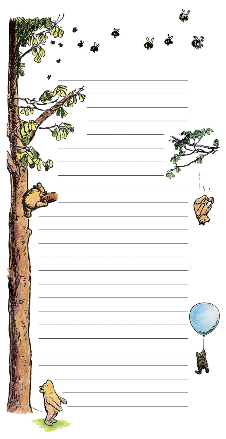 The Unemployed Philosophers Guild Winnie-The-Pooh Notepad- 65 Easy-Tear Paged Memo Desk Note Pad With 4 Alternating Page Designs, 8.25" x 4.25"
