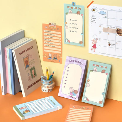 Monolike Memopad Memories design B SET - 4 Packs, 4 Different Designs, 100 Sheets Per Pad, Total 400 Sheets, Note pads, Writing pads, 3.15 x 4.17 Inches