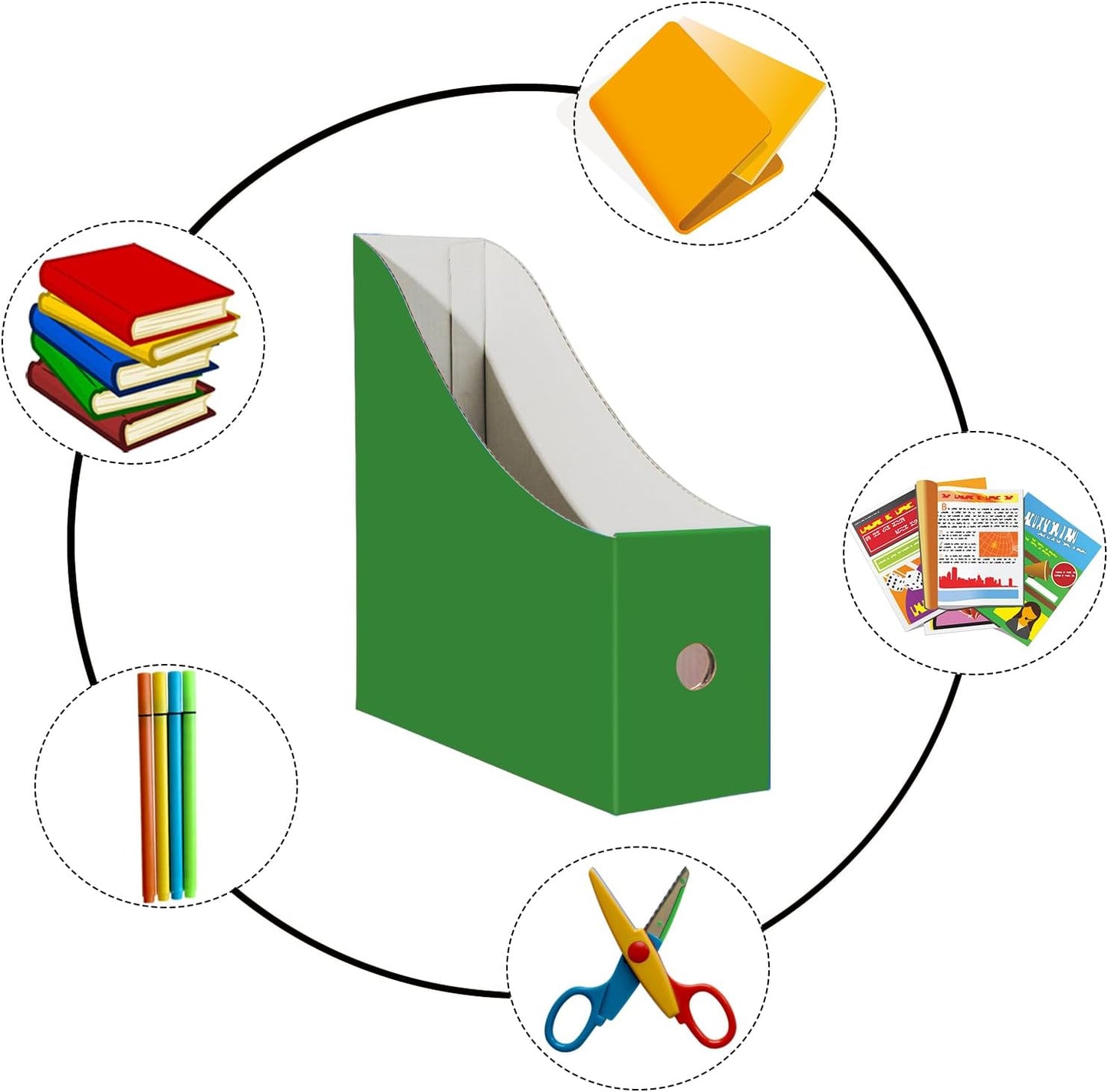 Limitliho 6 Pack Cardboard Magazine Holder for Desk, Book Bins for Classroom Library,Office,Home, 10.6" H x 10.2" L x 3.5" W in Magazine File Holder (Elegant color)