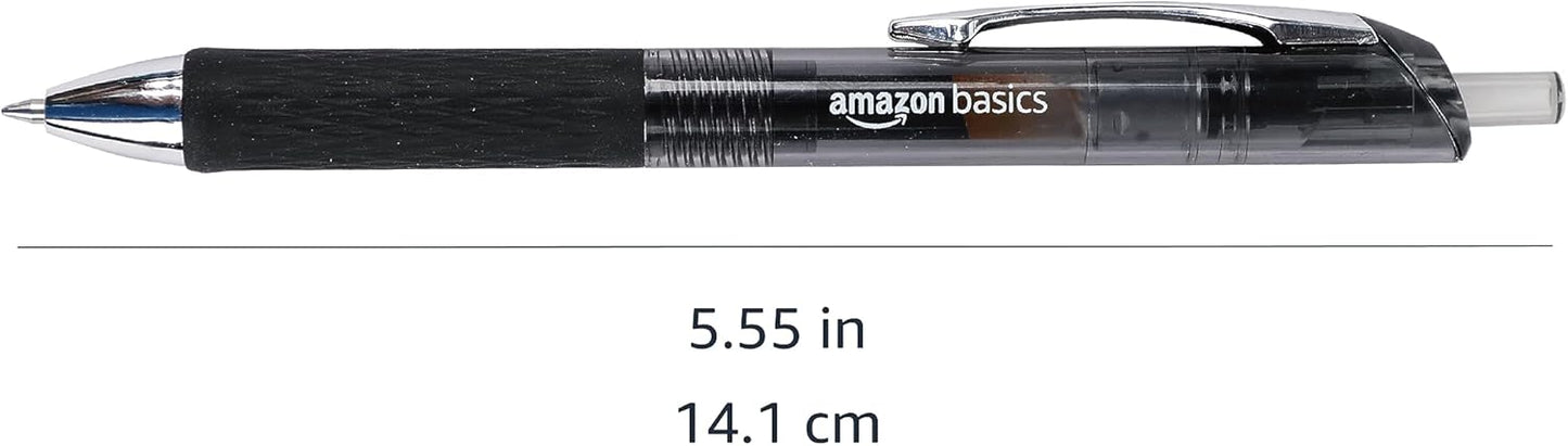 Amazon Basics Retractable Gel Pens, Fine Point 0.7mm, Smooth Writing, Assorted Colors, 12-Pack