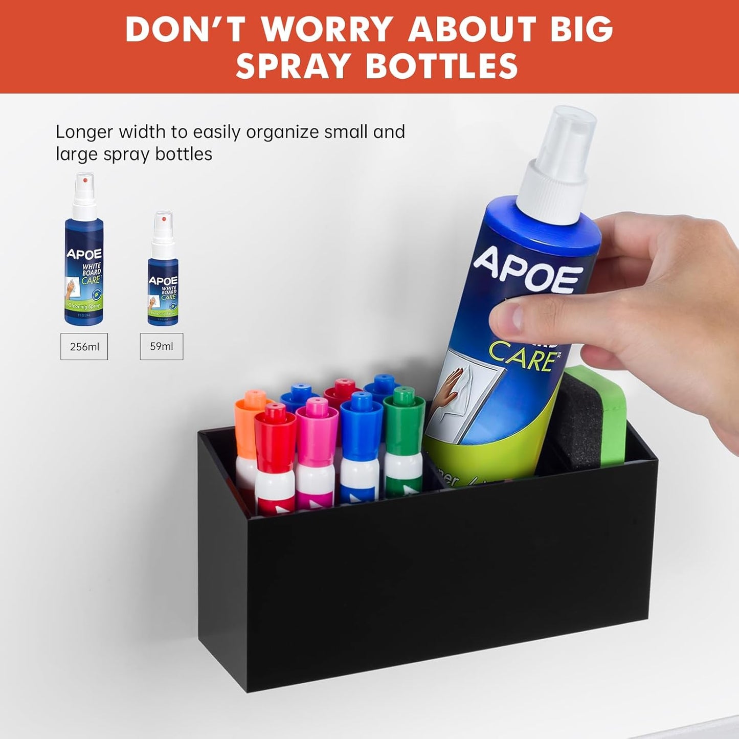 Magnetic Dry Erase Marker Holder, Acrylic Magnet Pen Holder for Whiteboard, Refrigerator, Magnetic Fridge Organizer for Office, Classroom, Whiteboard Maker Holder, Locker Organizer