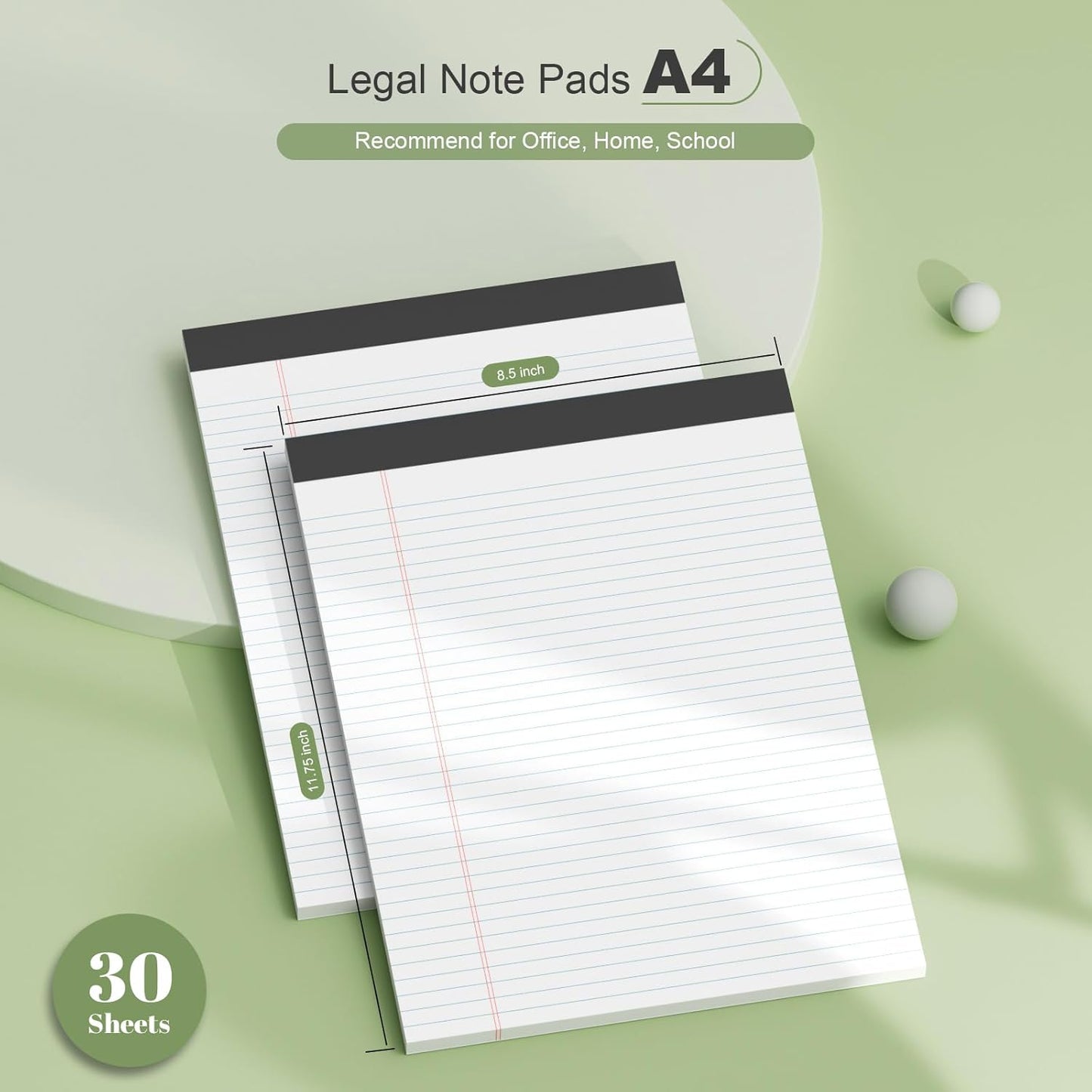 6 Pack Legal Pads 8.5 x 11 College Ruled Notepads, White Note Pads 8.5'' x 11'' Writing Pads Narrow Ruled Lined Paper Pads, 30 Sheets Per Note Pad, Legal Notepads for Work Study Daily Note Taking List