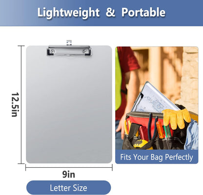 Metal Clipboard, 20% Sturdier Aluminum Contractor Clipboard with Low Profile Clip | Hangable Recycled Heavy Duty Rust-Proof | Plate for A4 Size Sheet, for Jobsite, Laboratory, Medical, Office, Teach