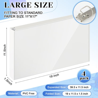 8 Pcs 11 x 17 Inches View Binders 1 Inch 3 Rings Heavy Duty View D Ring Binders Economy Holds 11" x 17" Paper for Artwork Blueprints, Office, Home, Work Places (Black)
