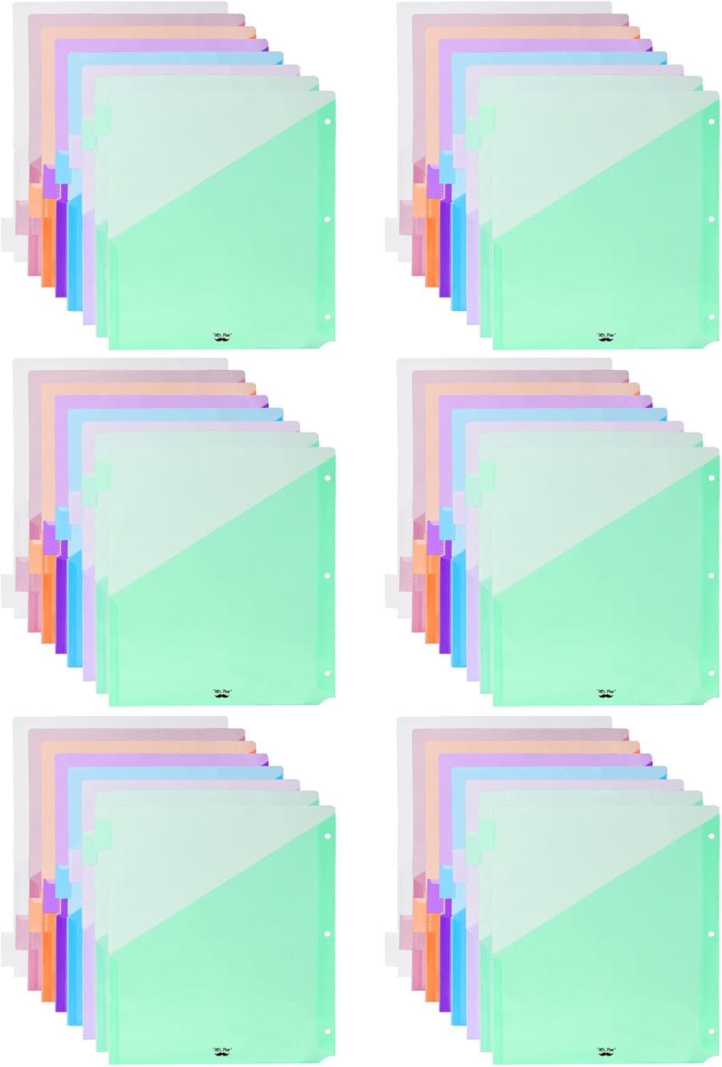 Mr. Pen- Binder Dividers with Pockets and Tabs, 1 Set, 8 Tabs/Set, Colorful, 3 Ring Binder Dividers with Tabs and Pockets on Both Sides