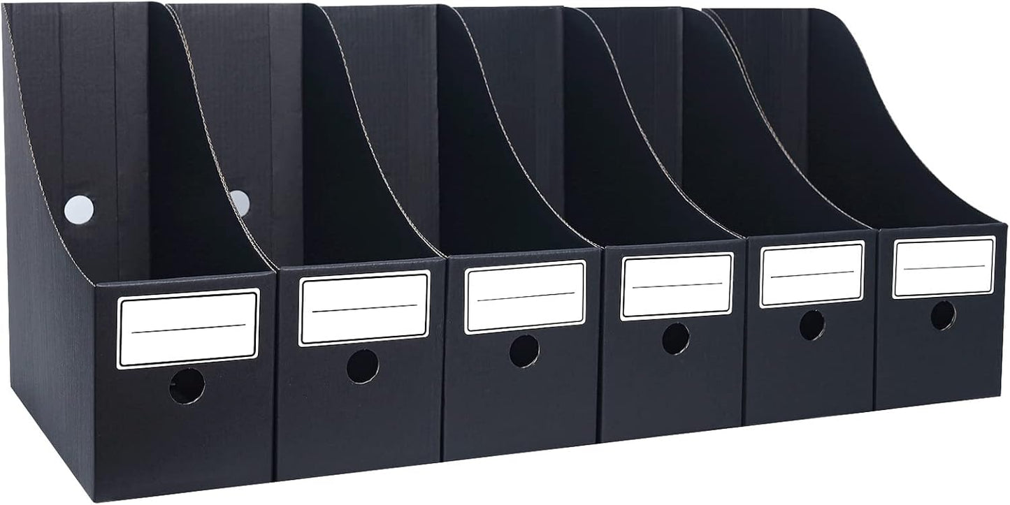 Magazine File Holder(6 Pack), Cardboard Magazine File Holder,Document Organizer,Desk File Organiser For School, Office, Home Magazine File Storage
