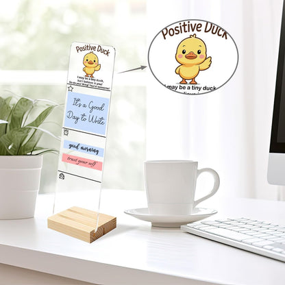 Sticky Notes Monitor Memo Board Acrylic Note Holder with Removable Wooden Base, Everything is Fine Logo Desk Set Includes 200 Sheets Two Sizes Sticky Notes, Office Desk Accessories Organizer